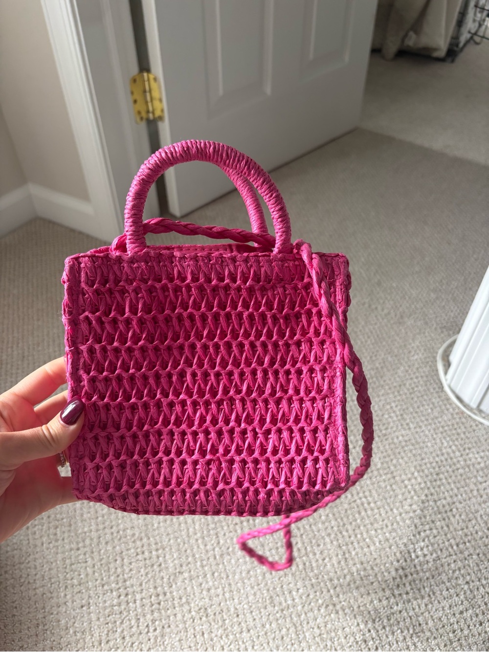 H&M Hot Pink Woven Crossbody Mini Bag